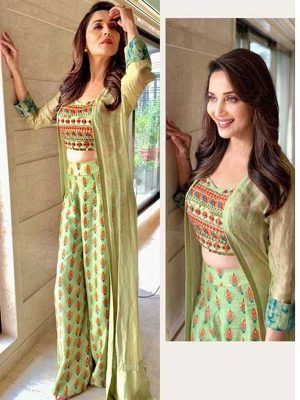 Buy Madhuri In Multi Colored Beautiful Palazzo With Crop Top