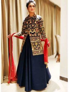 Buy New Divyanka In Blue Colored Tapeta Silk Lehenga