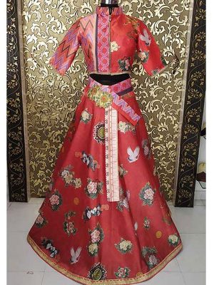 Buy online Priya Atlee In Multi Colored Tapeta Silk Lehenga