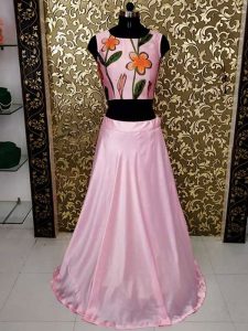 Buy New Niveda Thomas In Pink Colored Satin Lehenga