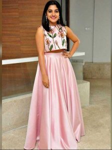 Buy New Niveda Thomas In Pink Colored Satin Lehenga