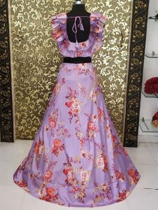 New Arrivals Pink Tafeta Silk Floral Print Lehenga Choli