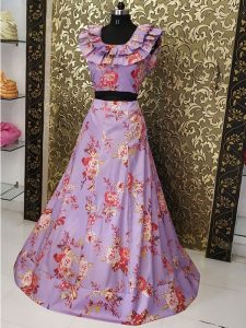 New Arrivals Pink Tafeta Silk Floral Print Lehenga Choli