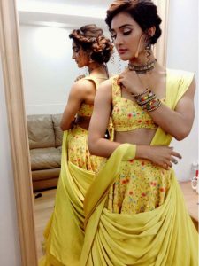 Letest Yellow Banglori Satin Bollywood Lehenga Choli