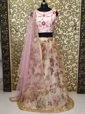 New Arrivals Silk Digital Print Pink Bollywood Lehenga Choli