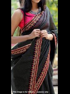 Exclusive Black Partywear Embroidered Lace Zarana Silk Saree