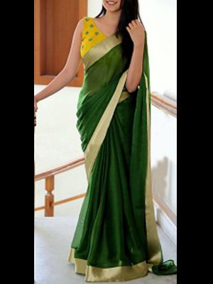 Fashionable Green Partywear Embroidered Art Silk Saree