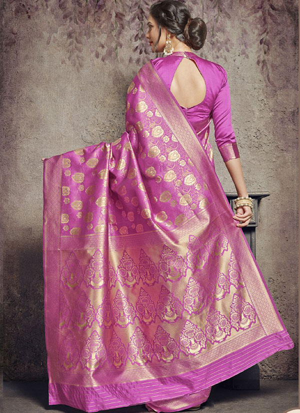 Rani Pink Art Silk Party Wear Saree