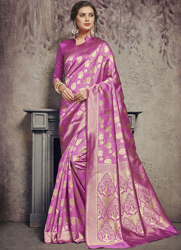 Rani Pink Art Silk Party Wear Saree