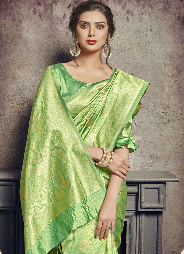 Light Green Art Silk Party Wear Saree