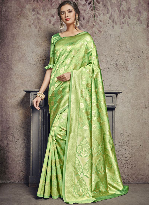 Light Green Art Silk Party Wear Saree