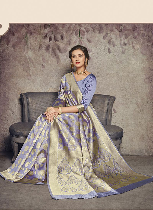 Light Violet Art Silk Party Wear Saree
