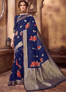 Blue Party Wear Designer Saree