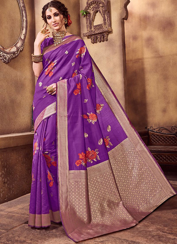 Rani Pink Party Wear Designer Saree