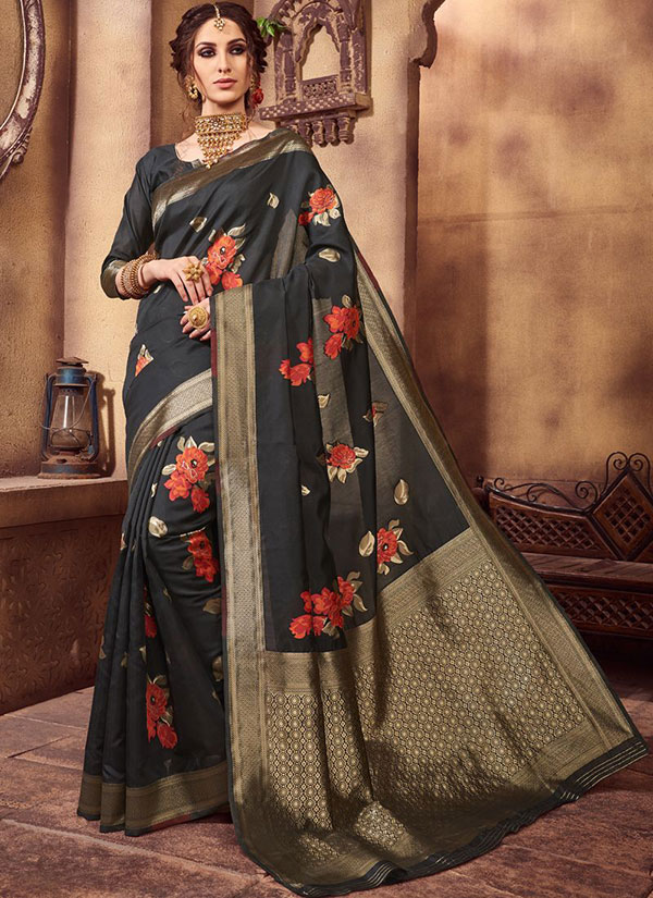 Black Party Wear Designer Saree