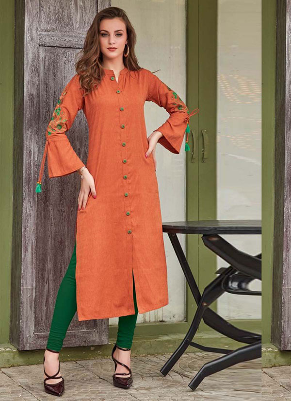 Orange Womens Kurtas Kurtis - Buy Orange Womens Kurtas Kurtis Online at  Best Prices In India | Flipkart.com