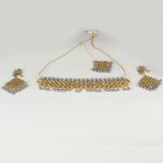Grey Necklace Set with Earrings & Mang Tika for Women