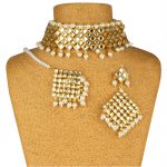 White Necklace Set with Earrings & Mang Tika for Women