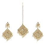 White Necklace Set with Earrings & Mang Tika for Women