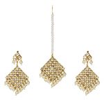 White Necklace Set with Earrings & Mang Tika for Women
