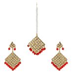 Red Necklace Set with Earrings & Mang Tika for Women