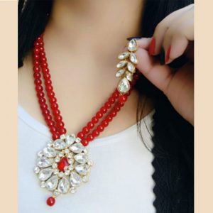 Kundan Pearl Beaded Necklace Set for Women