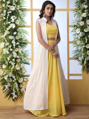 Yellow Designer Wedding & Party Wear Lehenga Choli