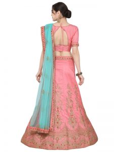 Light Green Colour Satin Silk Zari Embroidery & Diamond Work Lehenga Choli