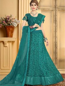 Teal Green Colour Net Embroidery & Sequence Work Lehenga Choli