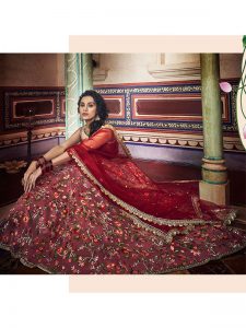 Peach Colour Net Thread Work Lehenga Choli