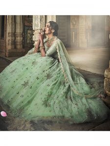 Sea Green Colour Net Sequence & Stone Work Lehenga Choli