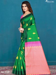 Green Cotton Digital Print Saree