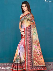 Multicolor Cotton Digital Print Saree