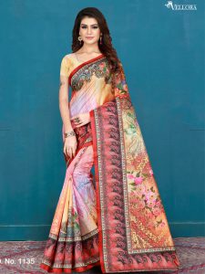 Multicolor Cotton Digital Print Saree