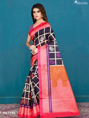 Black Art Silk Digital Print Saree