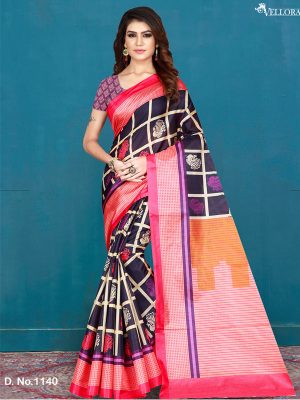 Black Art Silk Digital Print Saree