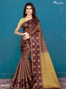 Brown Art Silk Digital Print Saree