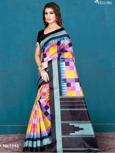 Multicolor Cotton Digital Print Saree