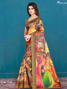 Multicolor Khadi Silk Digital Print Saree