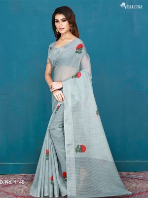 Grey Khadi Silk Digital Print Saree