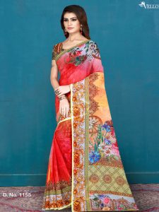 Multicolor Cotton Digital Print Saree