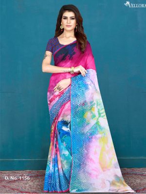 Multicolor Cotton Digital Print Saree