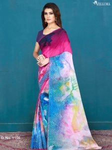 Multicolor Cotton Digital Print Saree