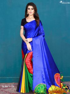 Blue Silk Digital Print Saree