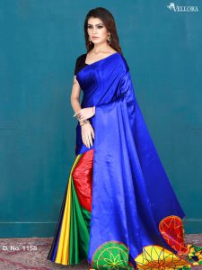 Blue Silk Digital Print Saree