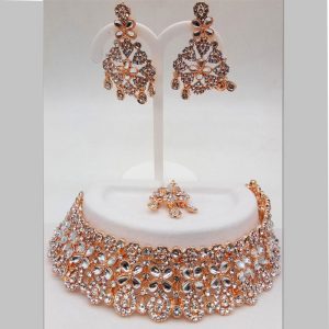 Silver Colour Bridal Wedding Jewellery Alloy Necklace Sets for Women