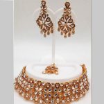 Gold Colour Bridal Wedding Jewellery Alloy Necklace Sets for Women