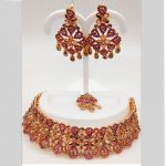 Pink Colour Bridal Wedding Jewellery Alloy Necklace Sets for Women