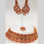 Red Colour Bridal Wedding Jewellery Alloy Necklace Sets for Women