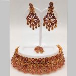 Pink Colour Bridal Wedding Jewellery Alloy Necklace Sets for Women